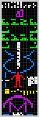 Illustration: A graphical representation of the Arecibo message – mankind's first attempt to use radio waves to tell alien civilizations that we exist.